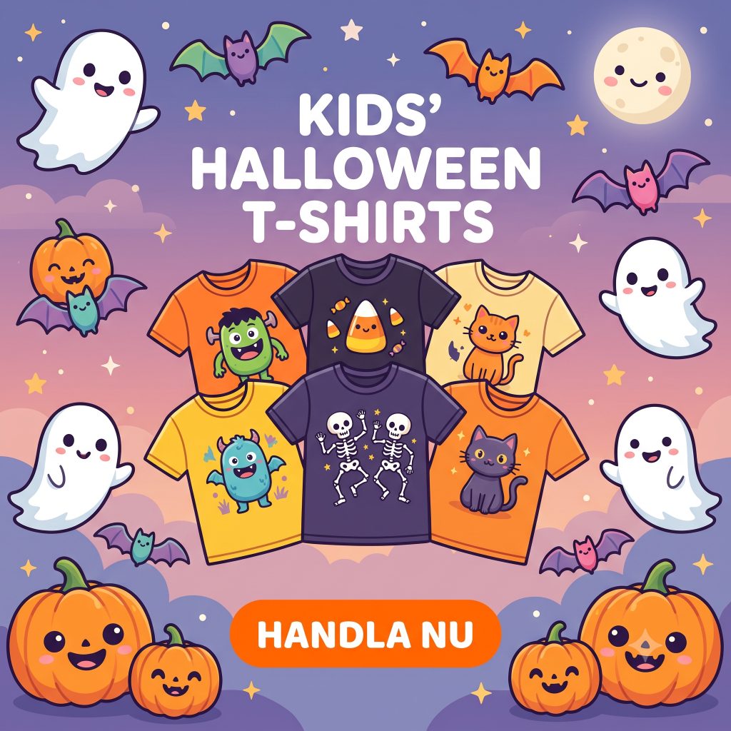Barn — söta Halloween t-shirts med spöken och pumpor