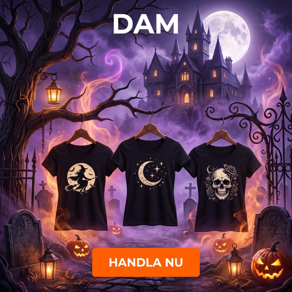 Dam — Halloween t-shirts, spökslott med måne
